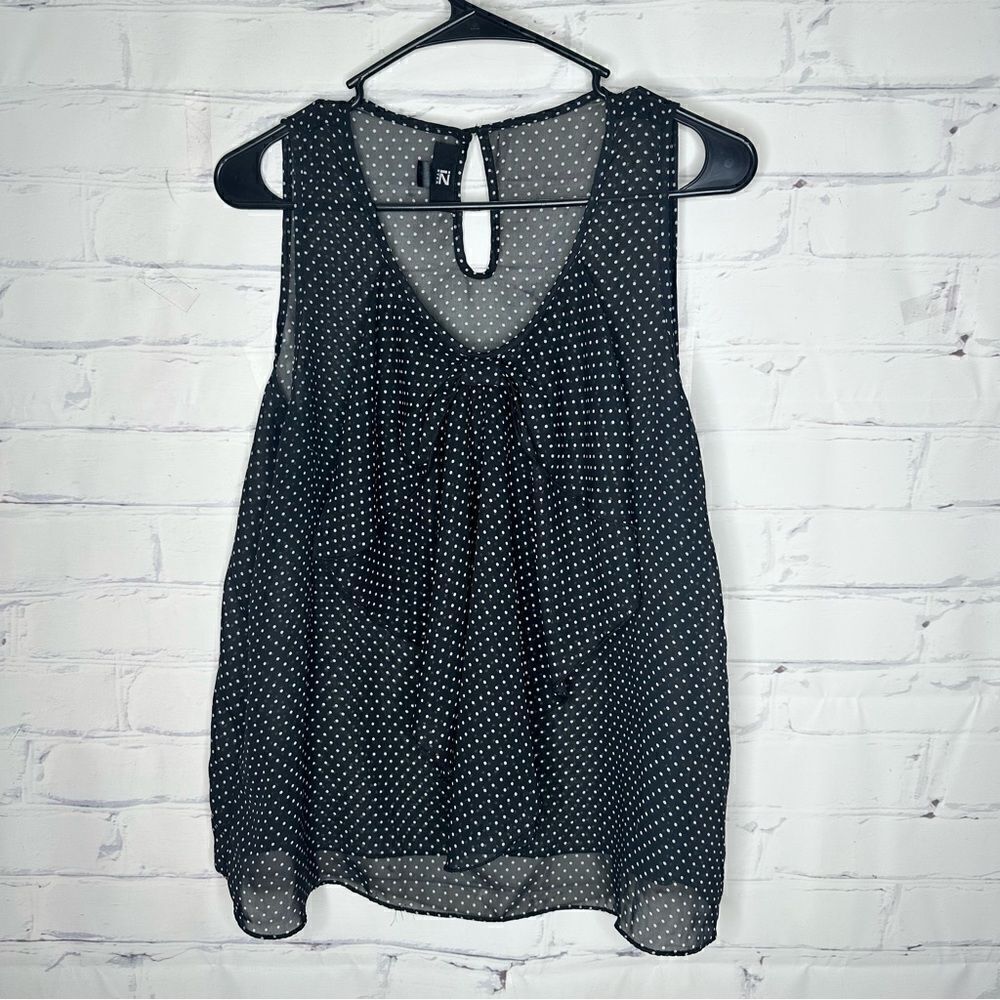 Iz Byer XL black polka dot top‎